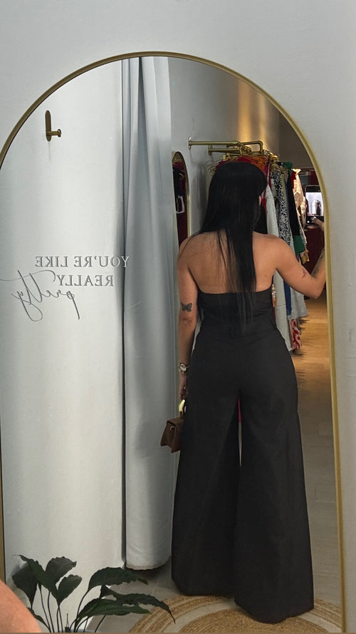 Black Backless Jumpsuits
