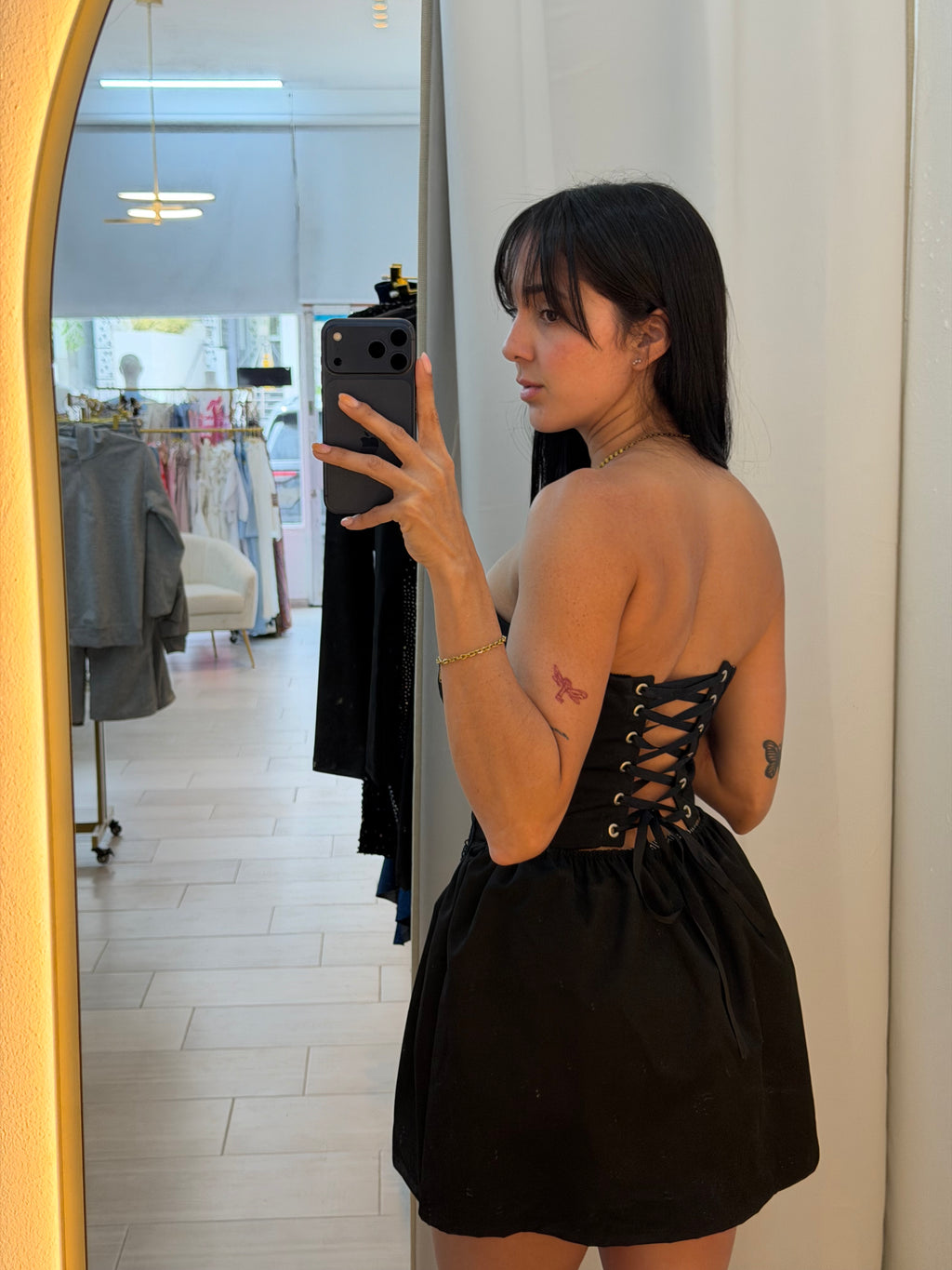 Mini Dress Black Strapless