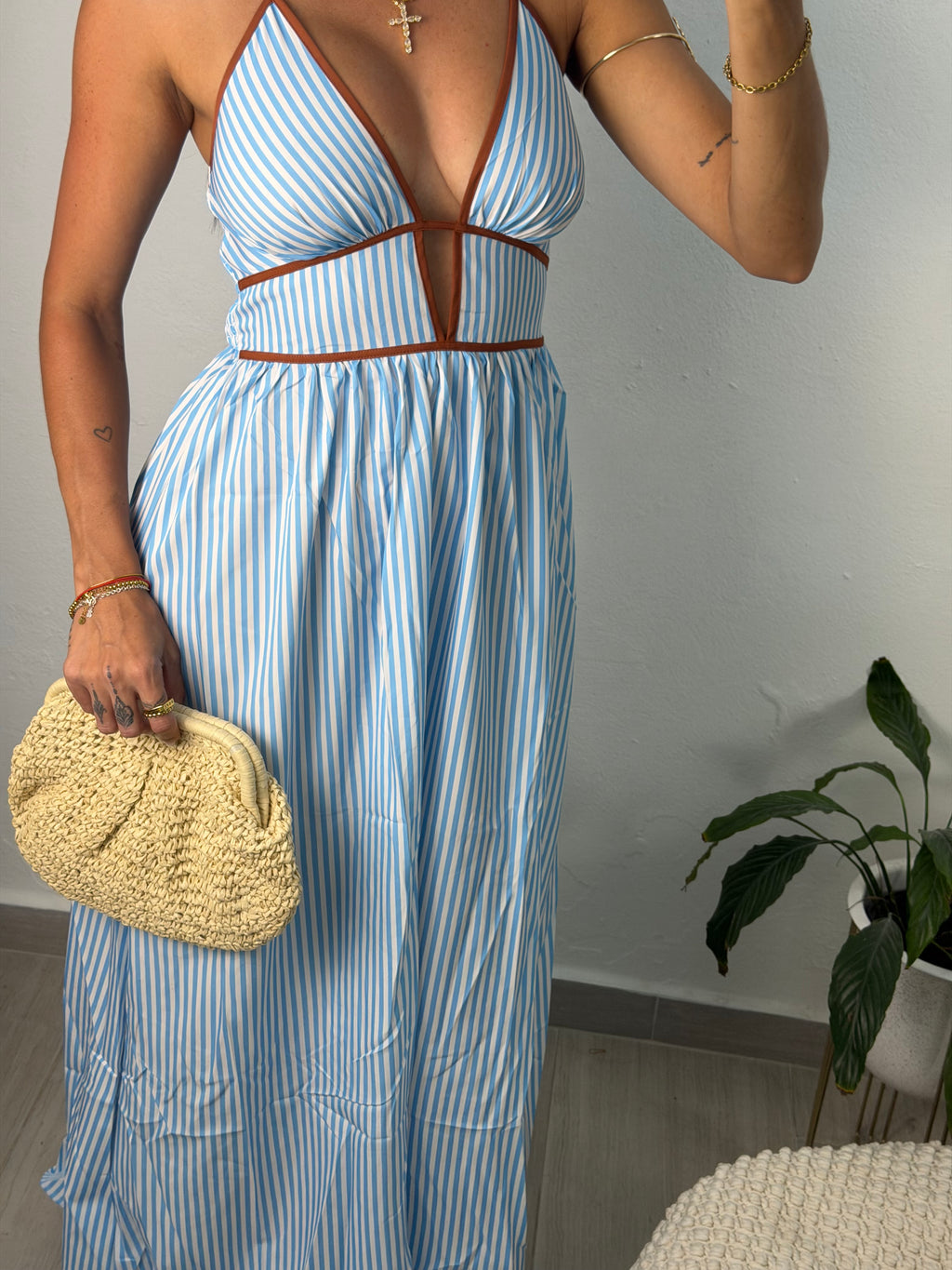 Blue Stripes Maxi Dress