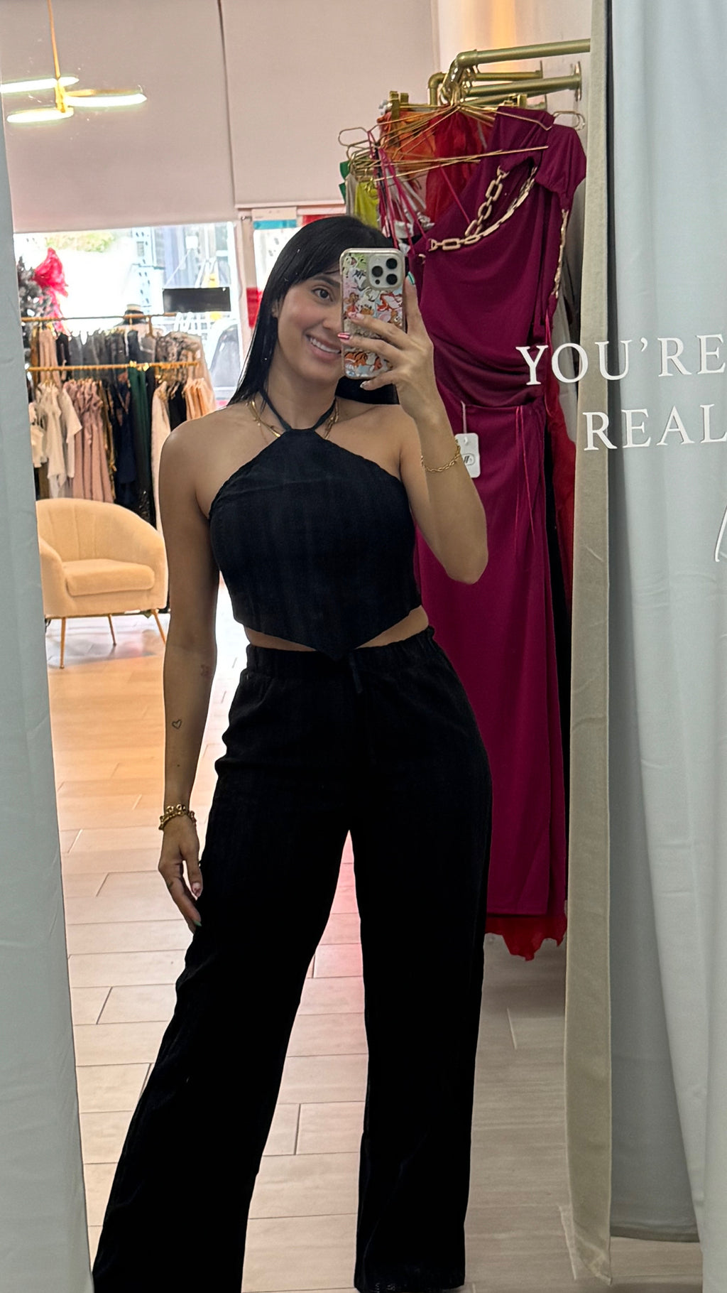 Black Long Pant Set Adelain