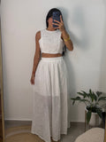 Lace Long Skirt Set White