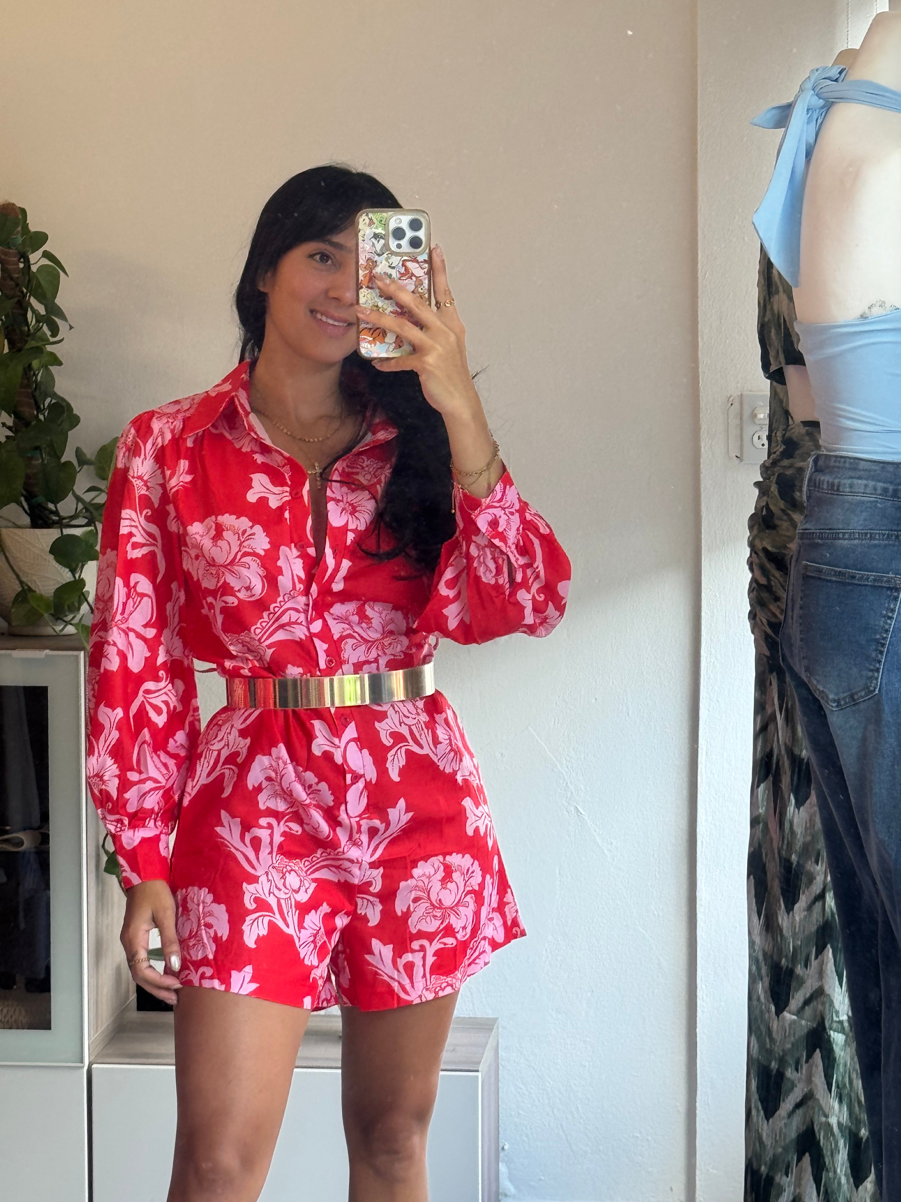 Leni Red Romper