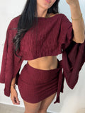 Inclined Shoulder Skirt Set