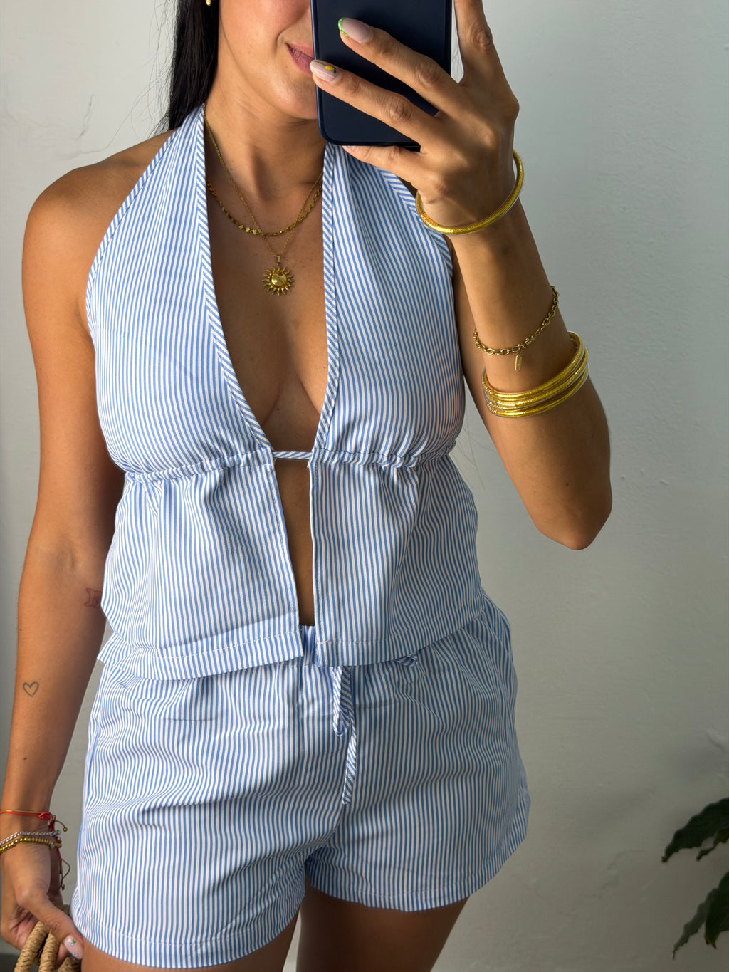Blue Stripes Short Set