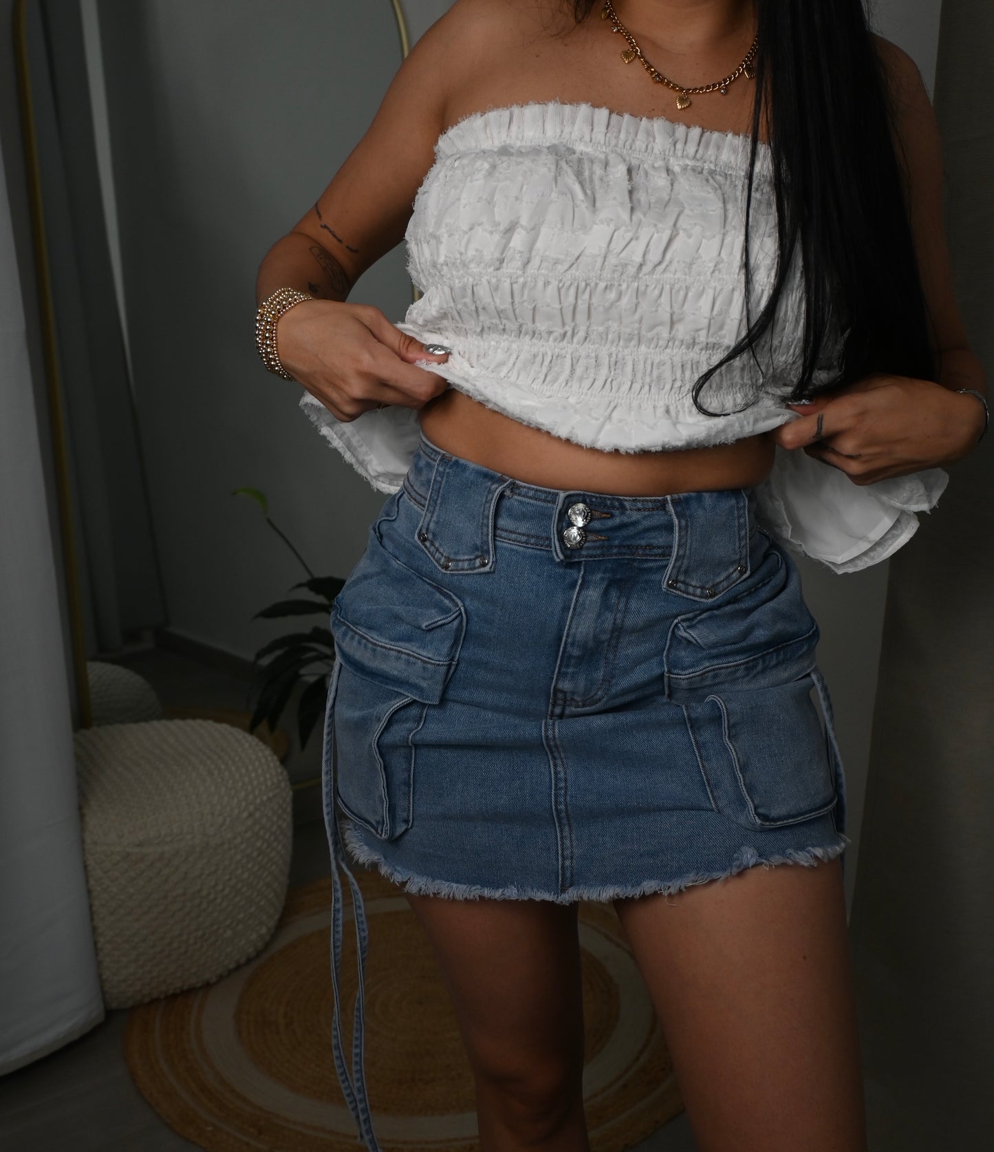 Cargo Denim Skirt