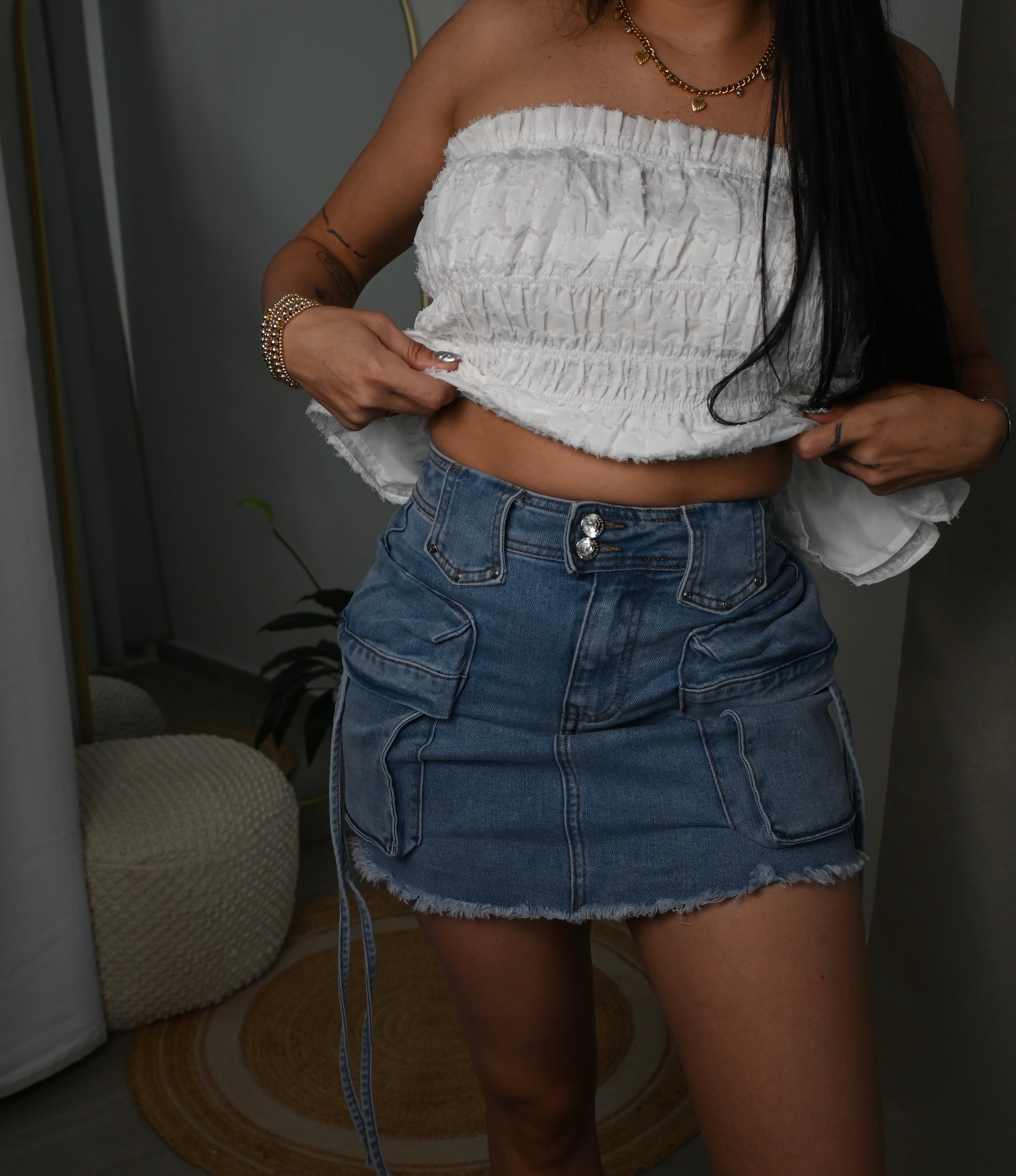 Cargo Denim Skirt