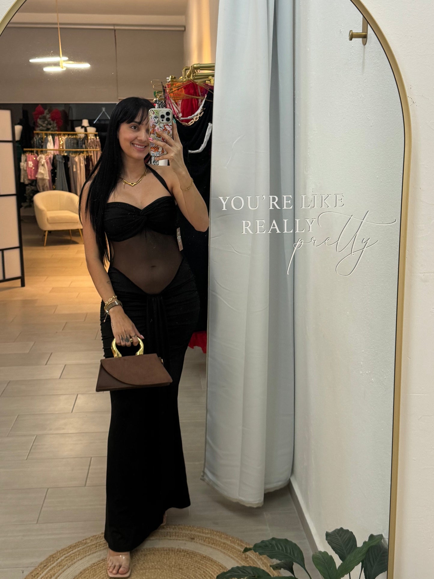 Halter Backless Maxi Dress Black