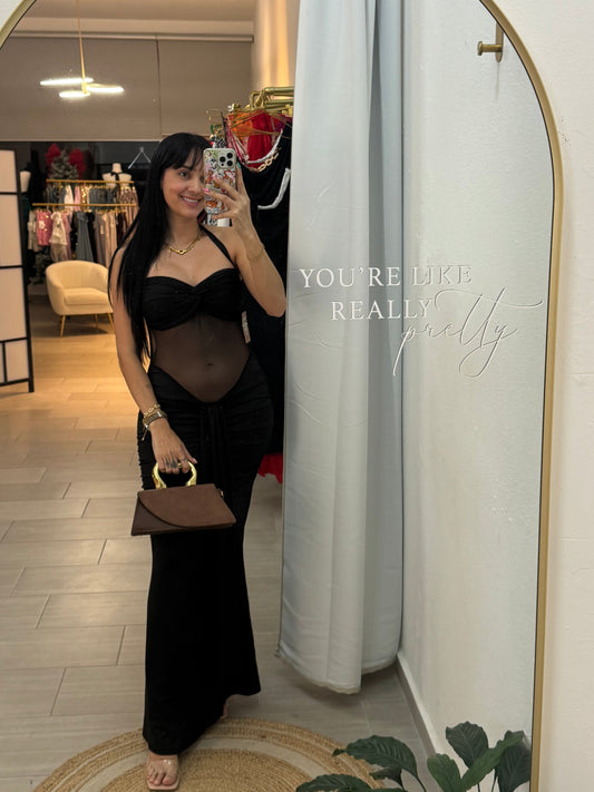 Halter Backless Maxi Dress Black