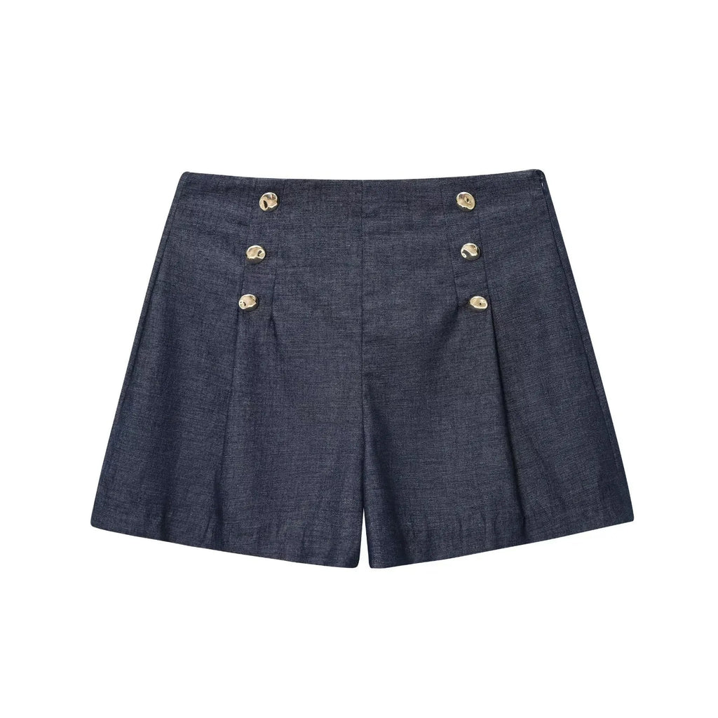 Denim Gold Details Short Pants