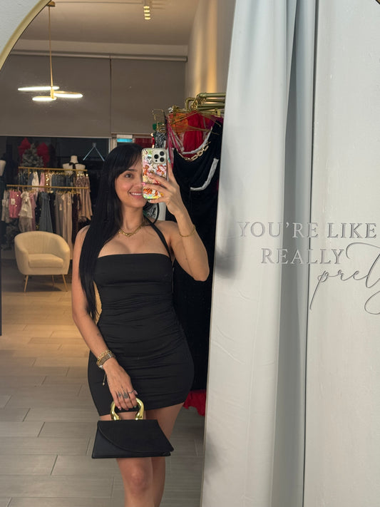 Black Halter High Rise Mini Dress