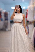 Lace Long Skirt Set White