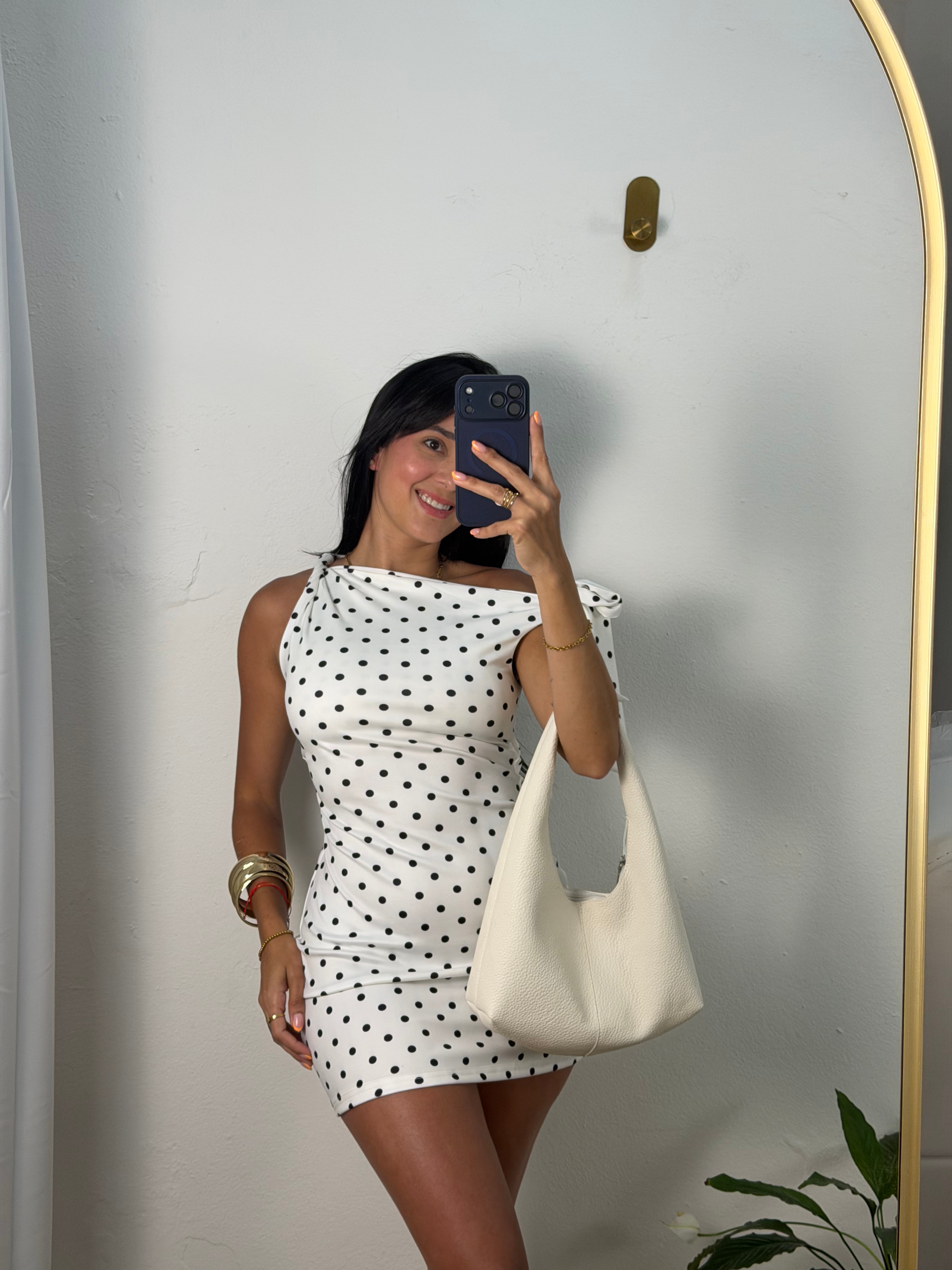 Polka Dots White Mini Dress