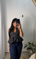Black Polka Dot Halter Top