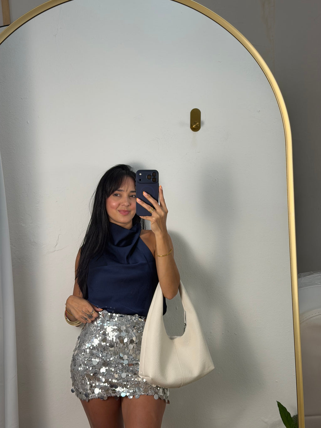 Satin Dark Blue Shirt