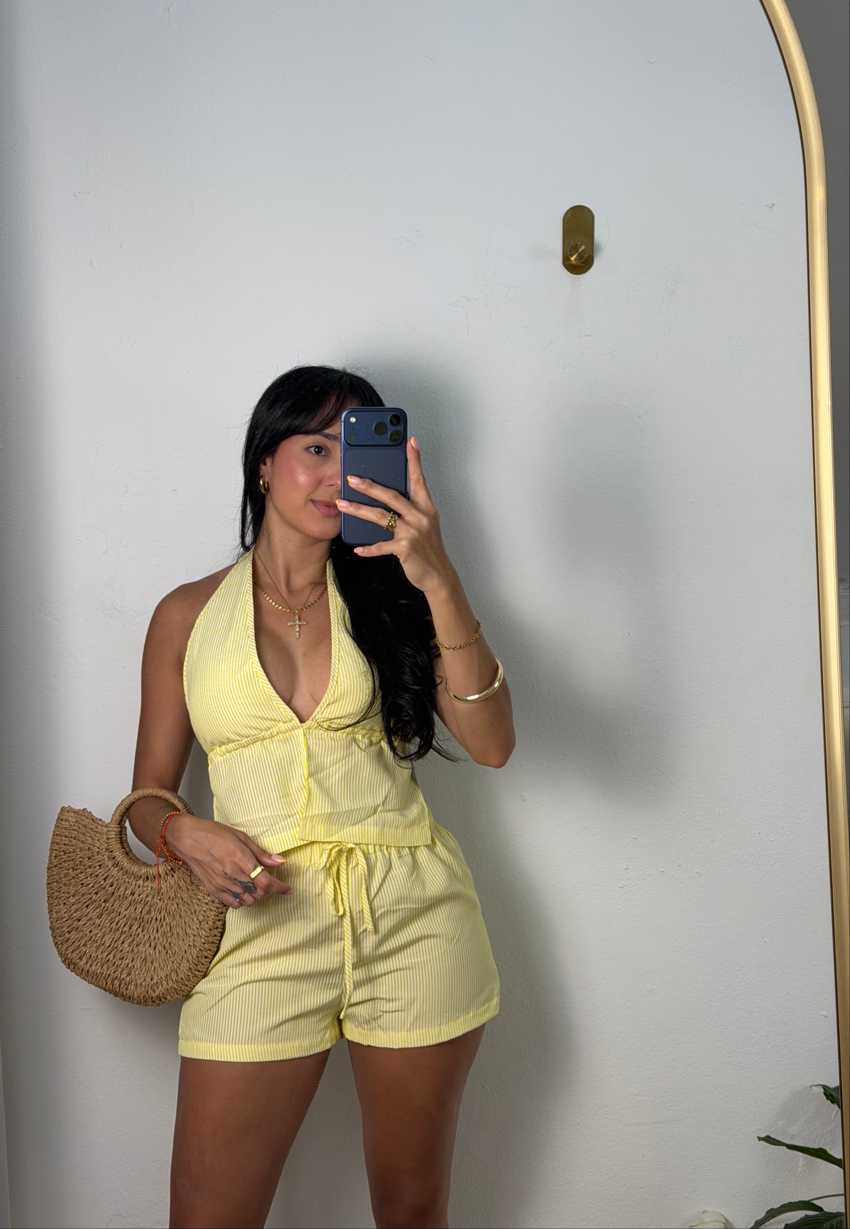 Yellow Stripes Short Set