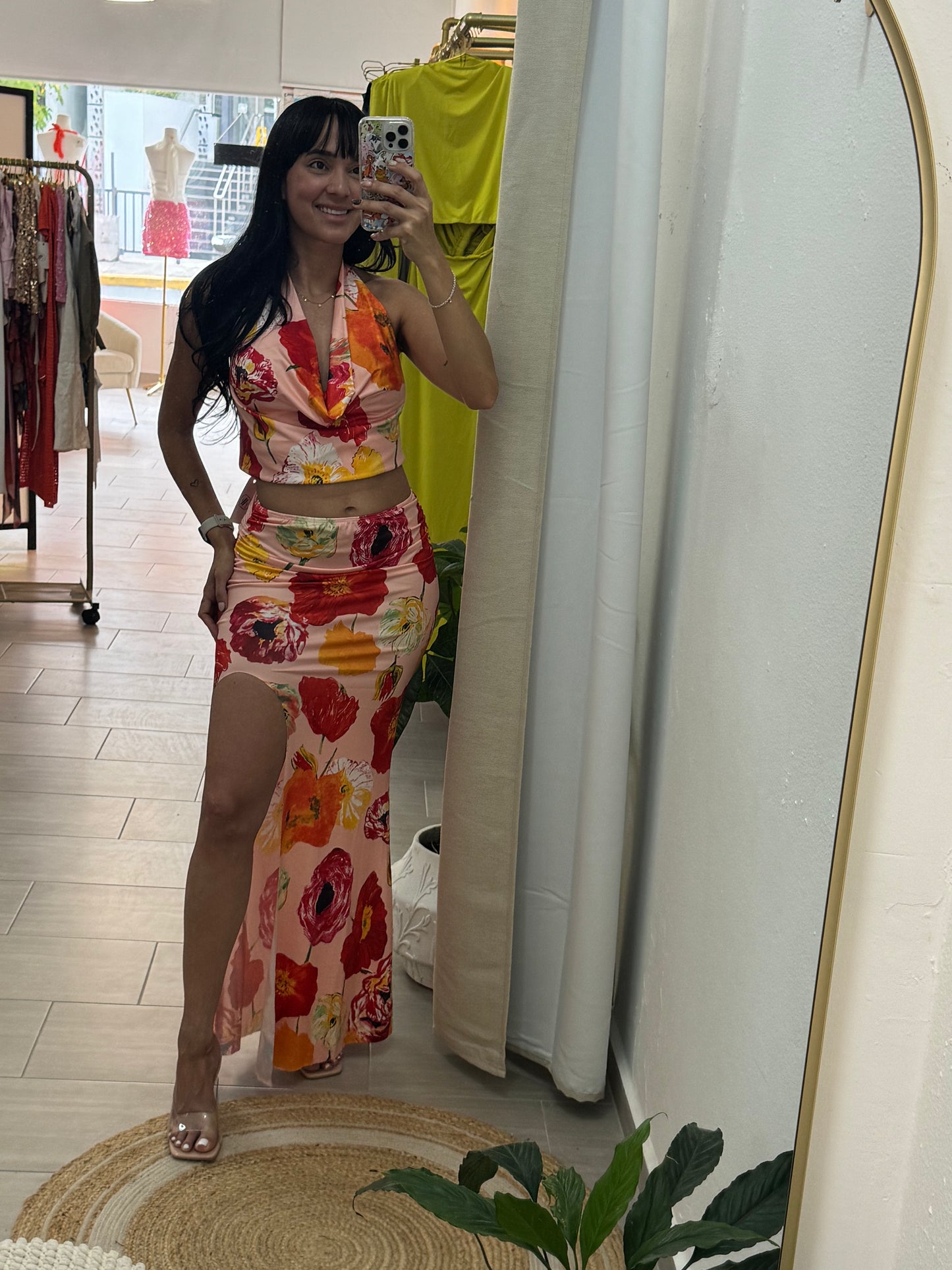 Floral Halter Skirt Sets
