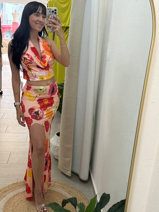 Floral Halter Skirt Sets