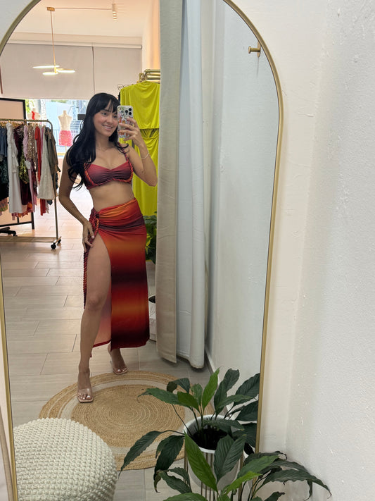Weave Cropped Skirt Sets