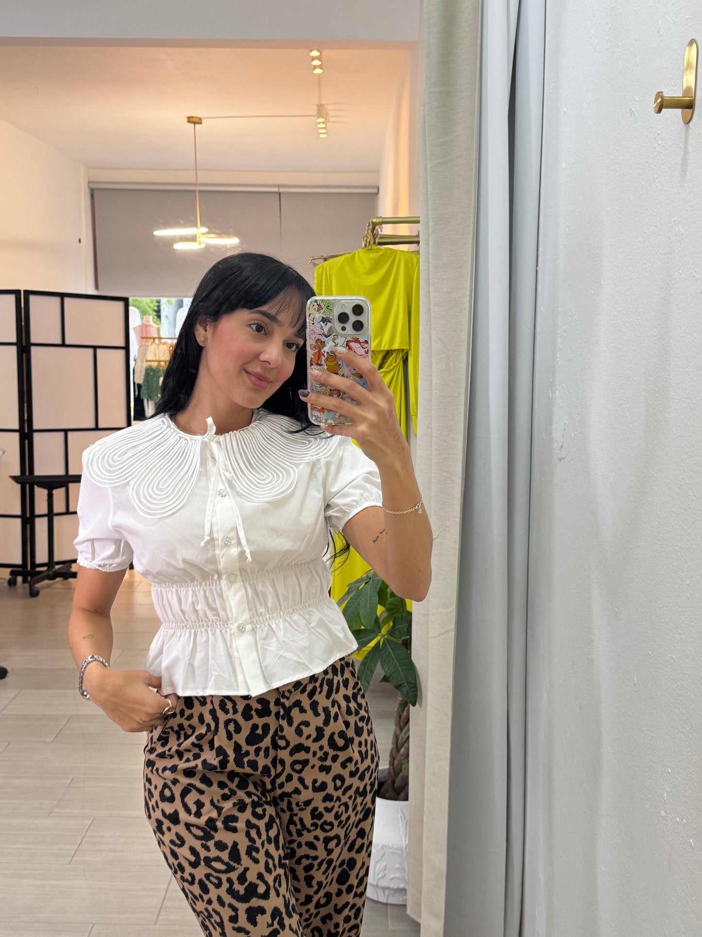Collar Detailed Riffle Shirt Cream