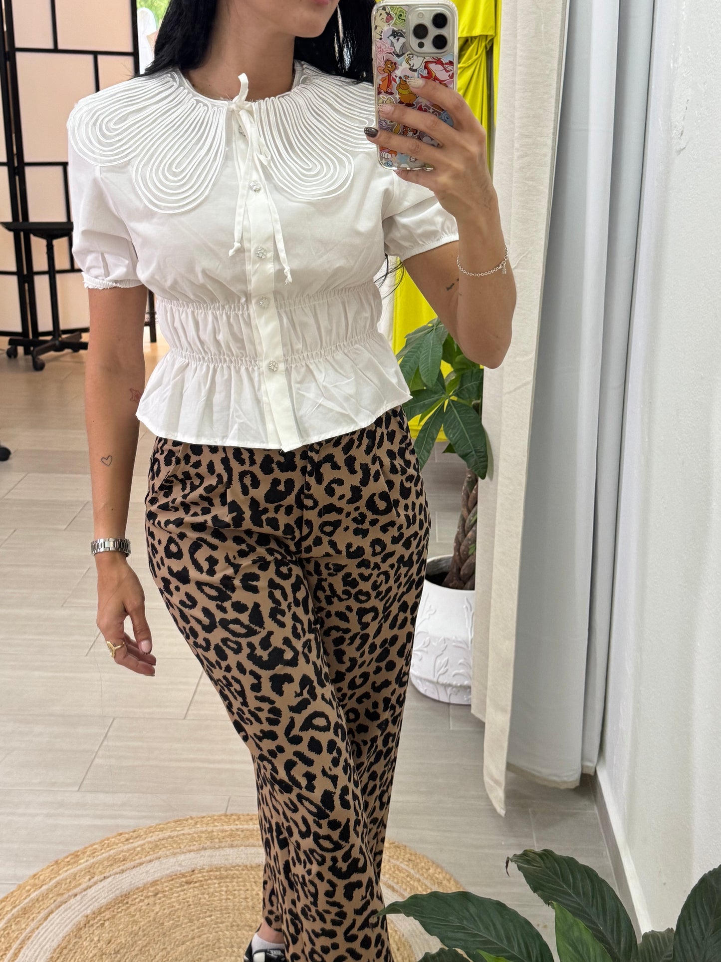 Collar Detailed Riffle Shirt Cream