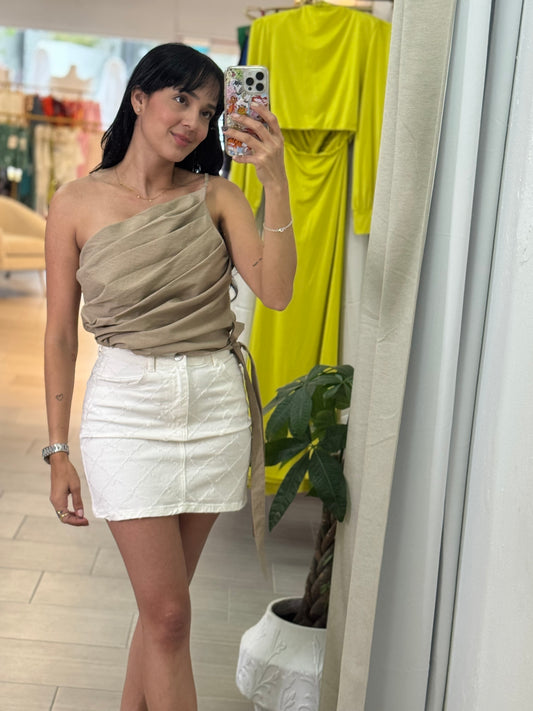 Denim White Skirt