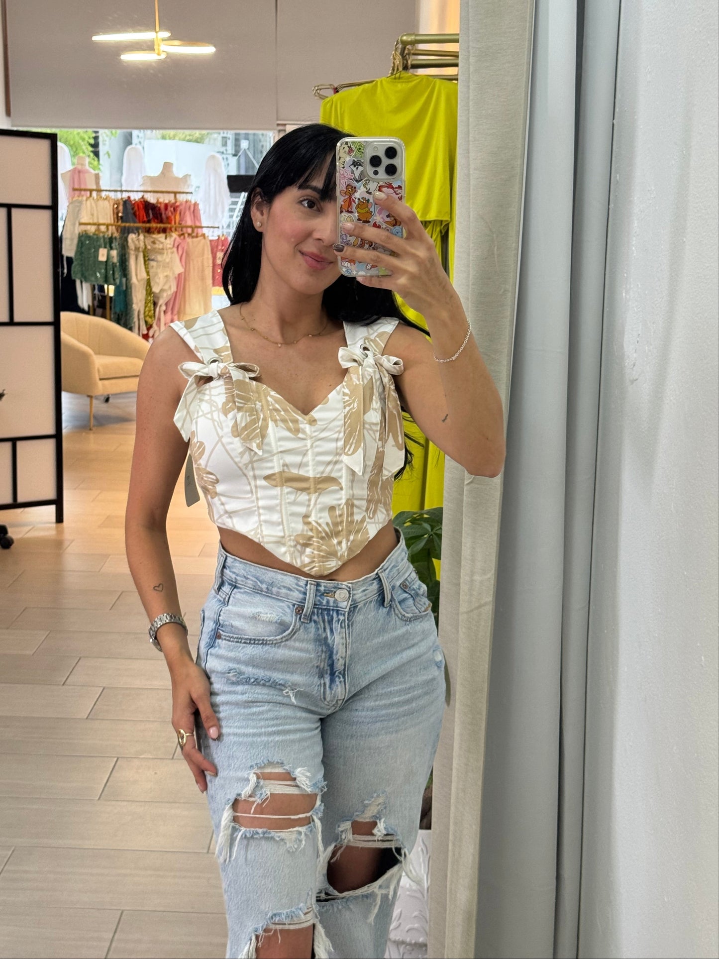 Corset Adela White & Camel