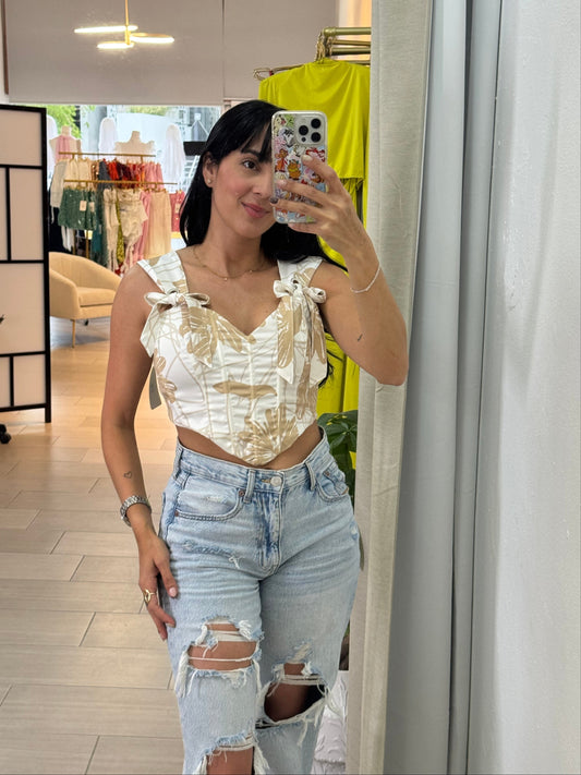 Corset Adela White & Camel