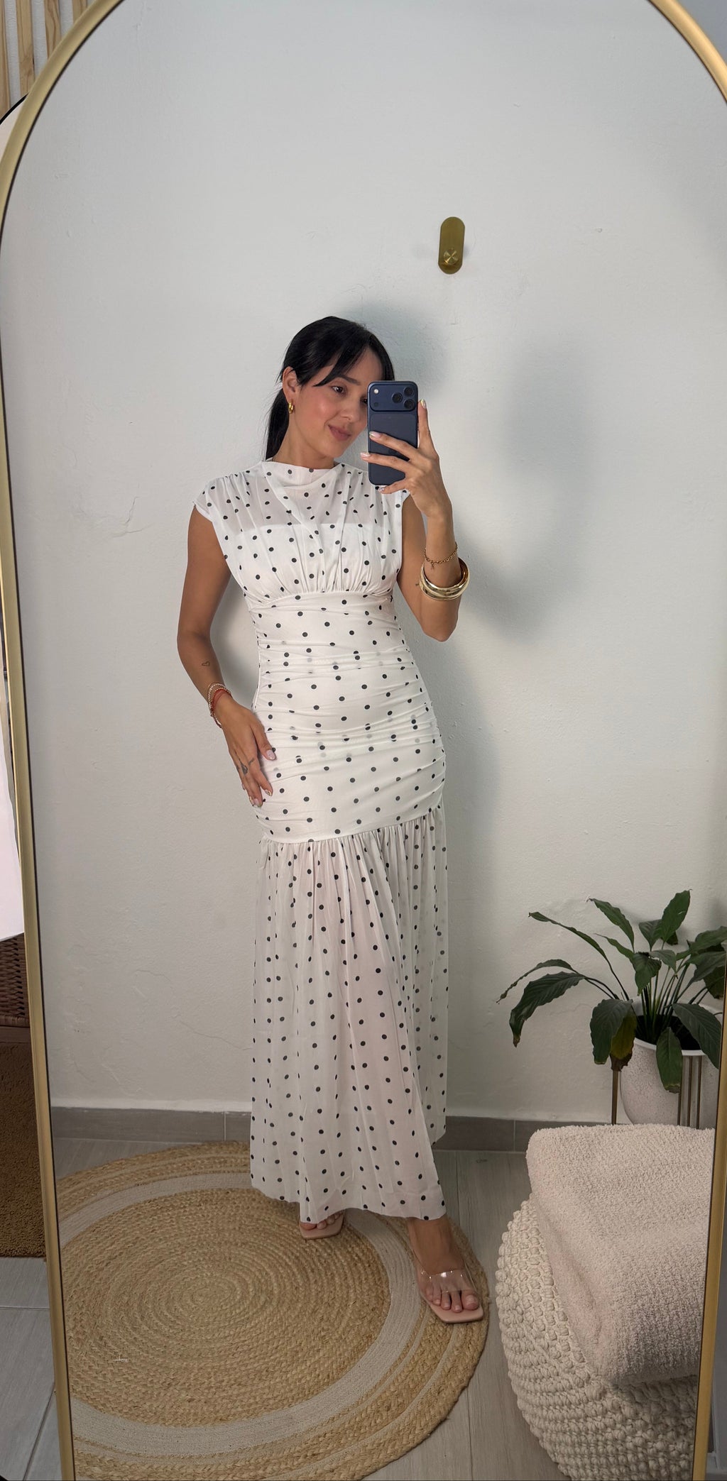 Polka Dots Maxi Dress White