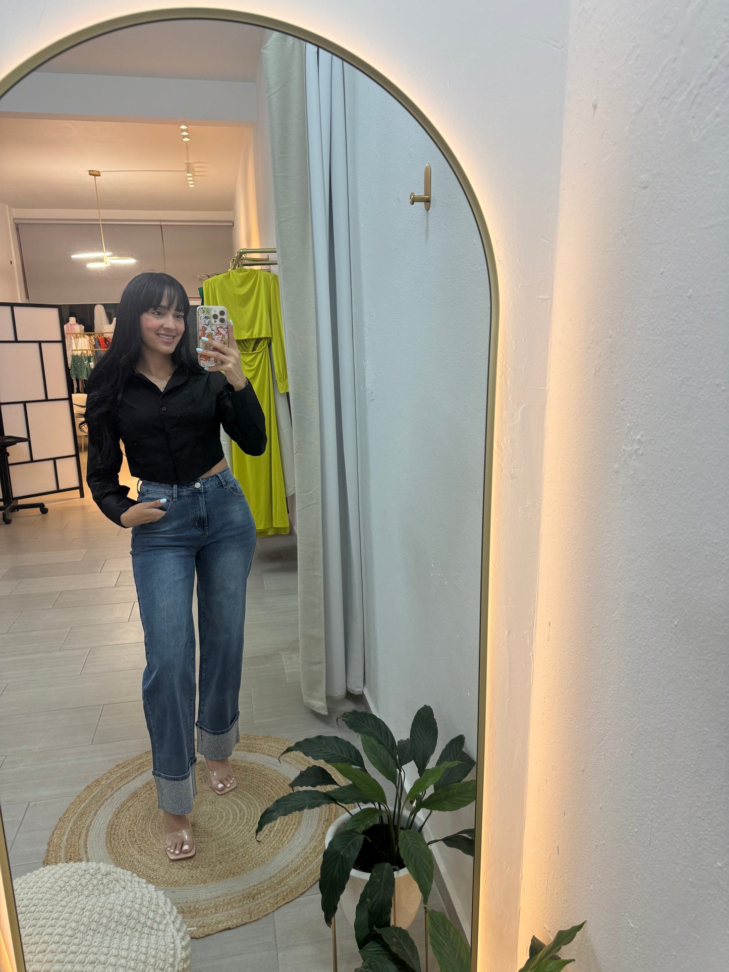 Crop Top Long Sleeve Black