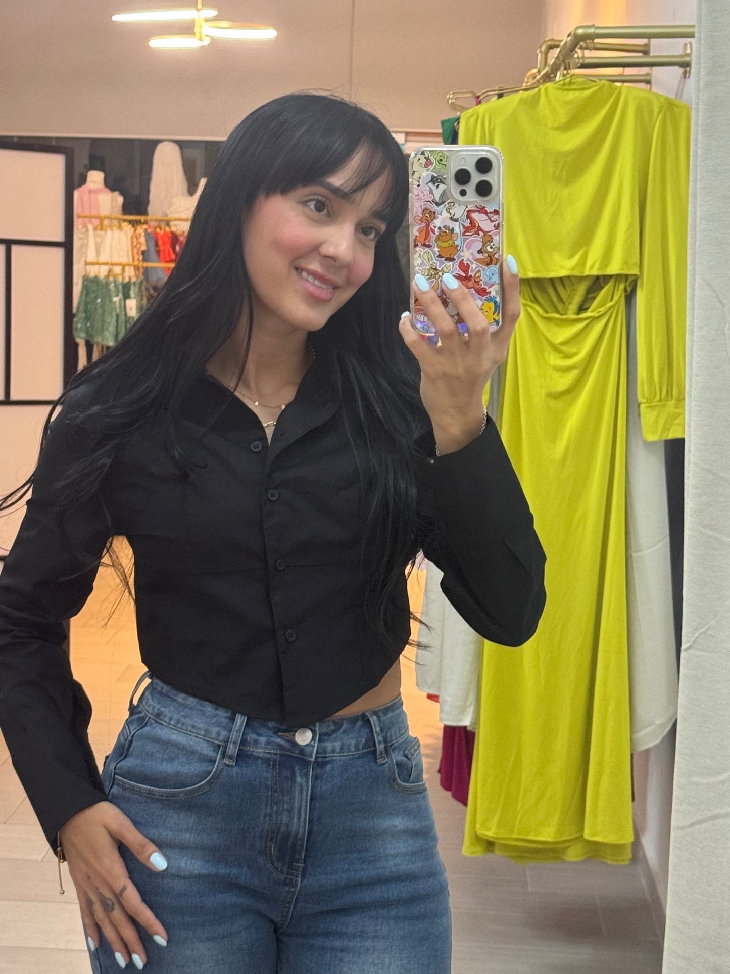 Crop Top Long Sleeve Black