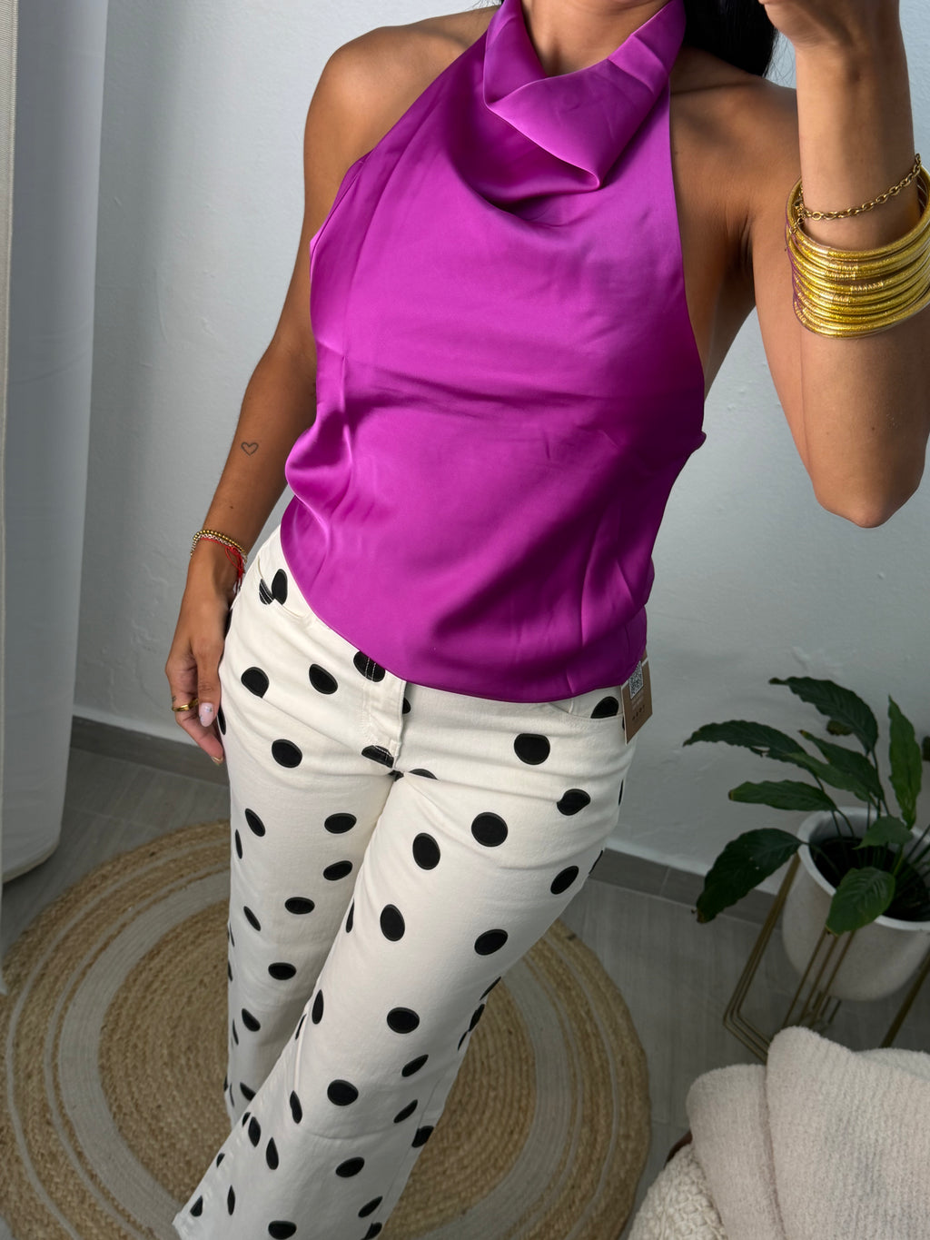 Satin Halter Top Purple