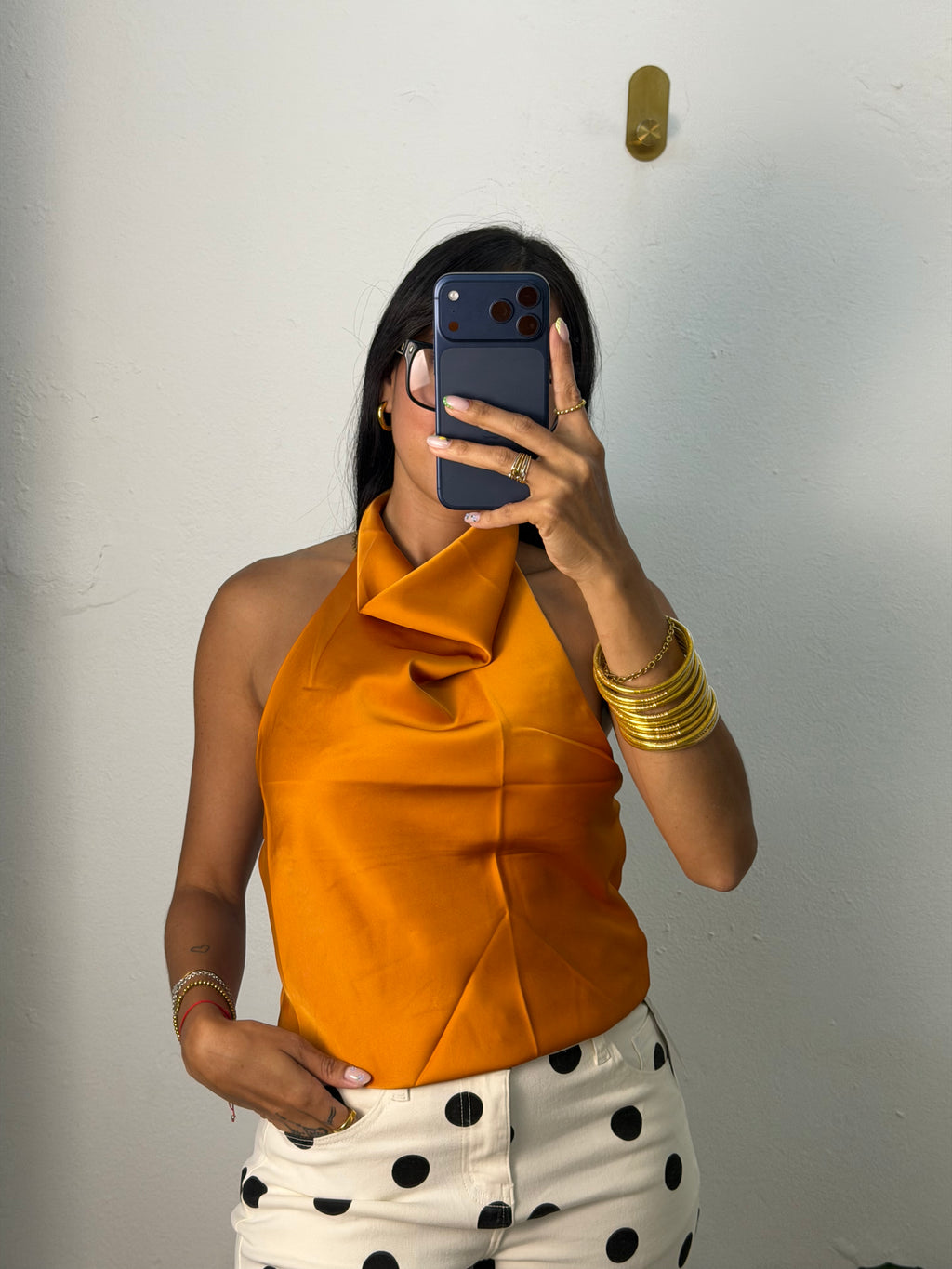 Satin Halter Top Orange