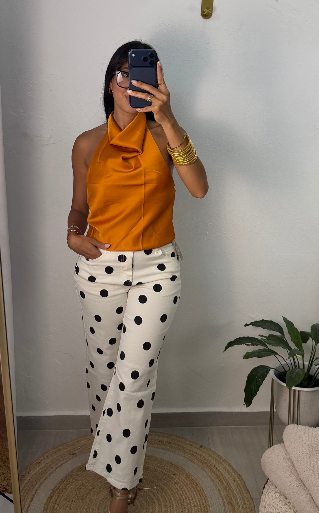 Satin Halter Top Orange