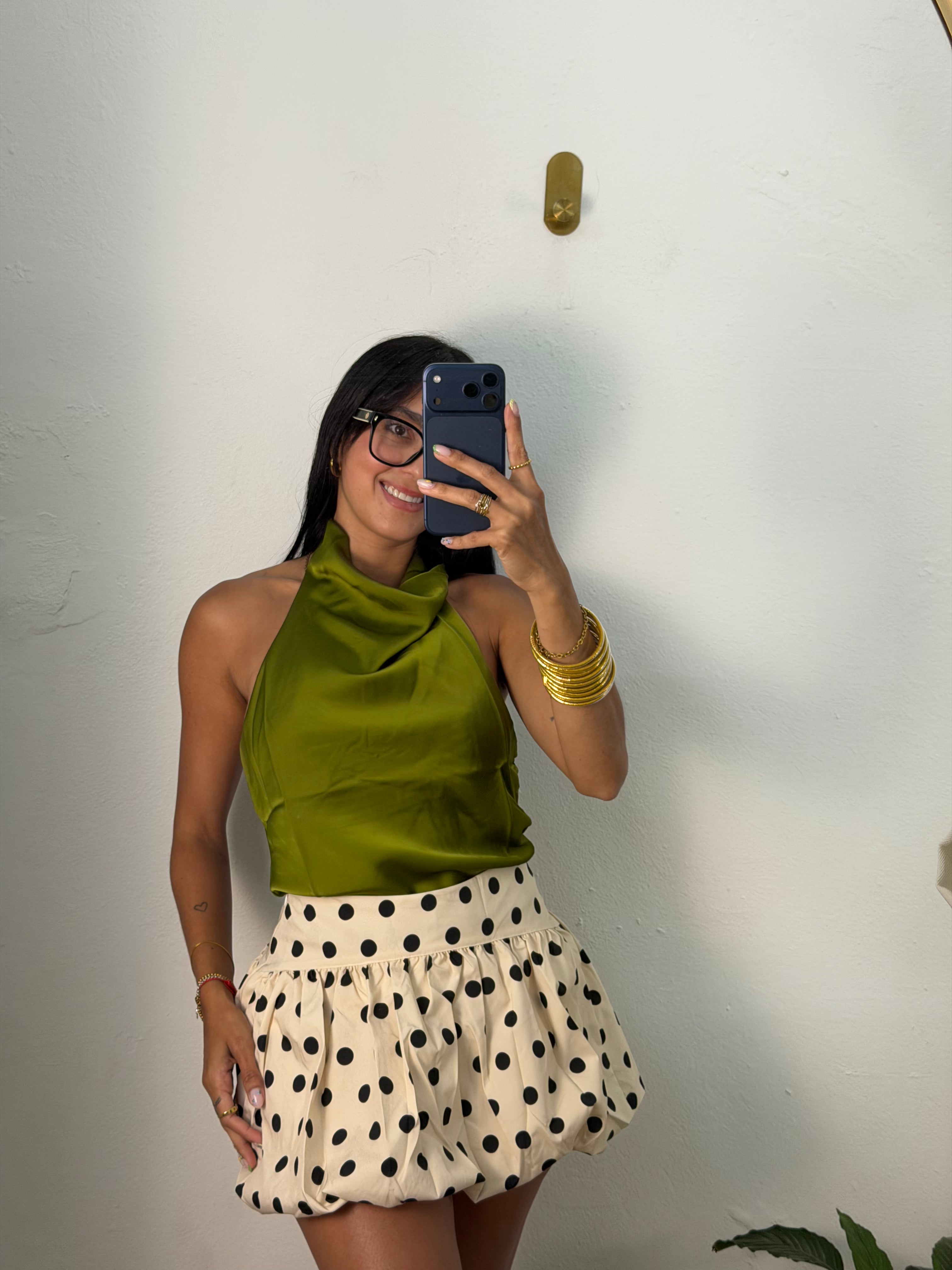 Satin Halter Top Green