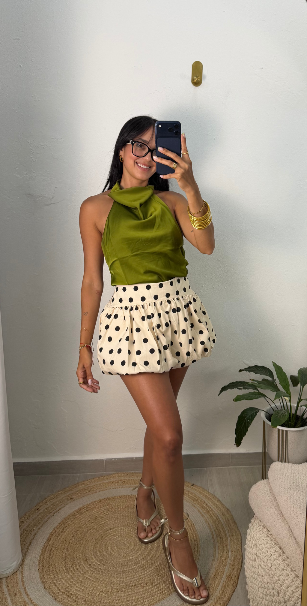 Satin Halter Top Green