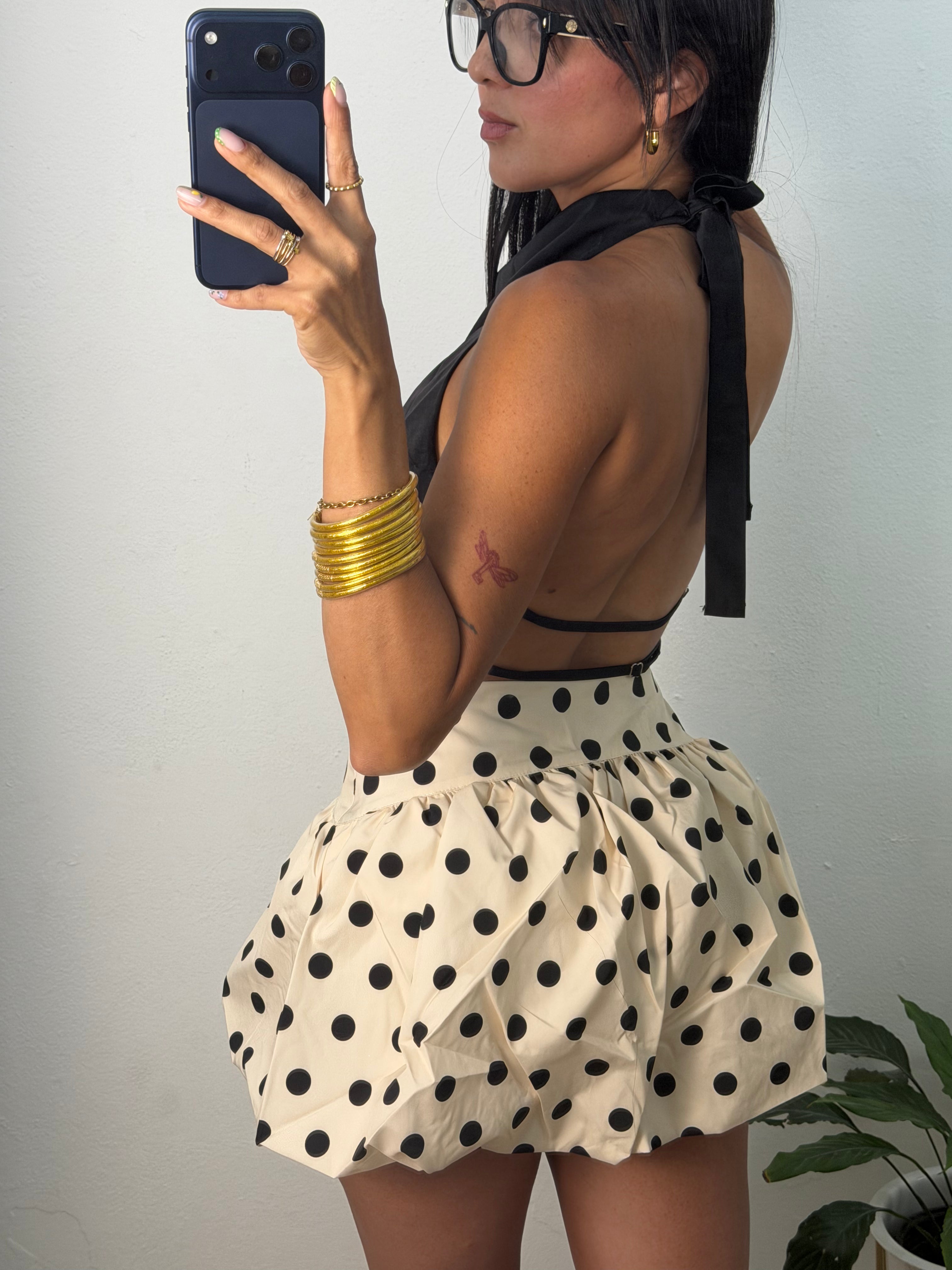 Satin Black Halter Top Backless