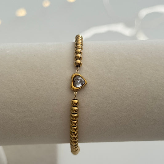 Heart Stone Bracelet Gold