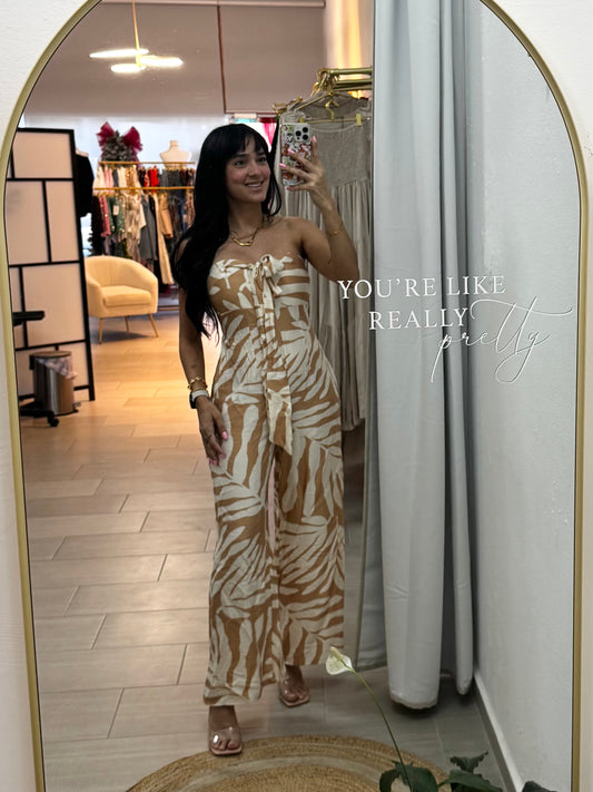 Apricot Strapless Jumpisuits