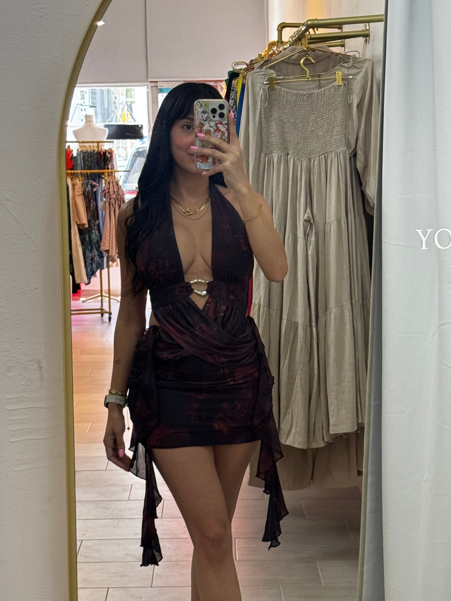 Dark Brown Mini Dress