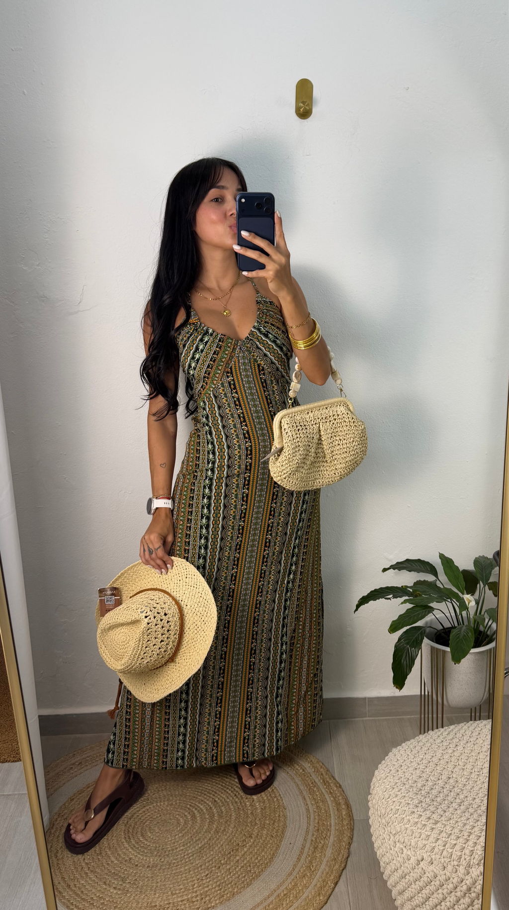 Boho Maxi Dress Army Green