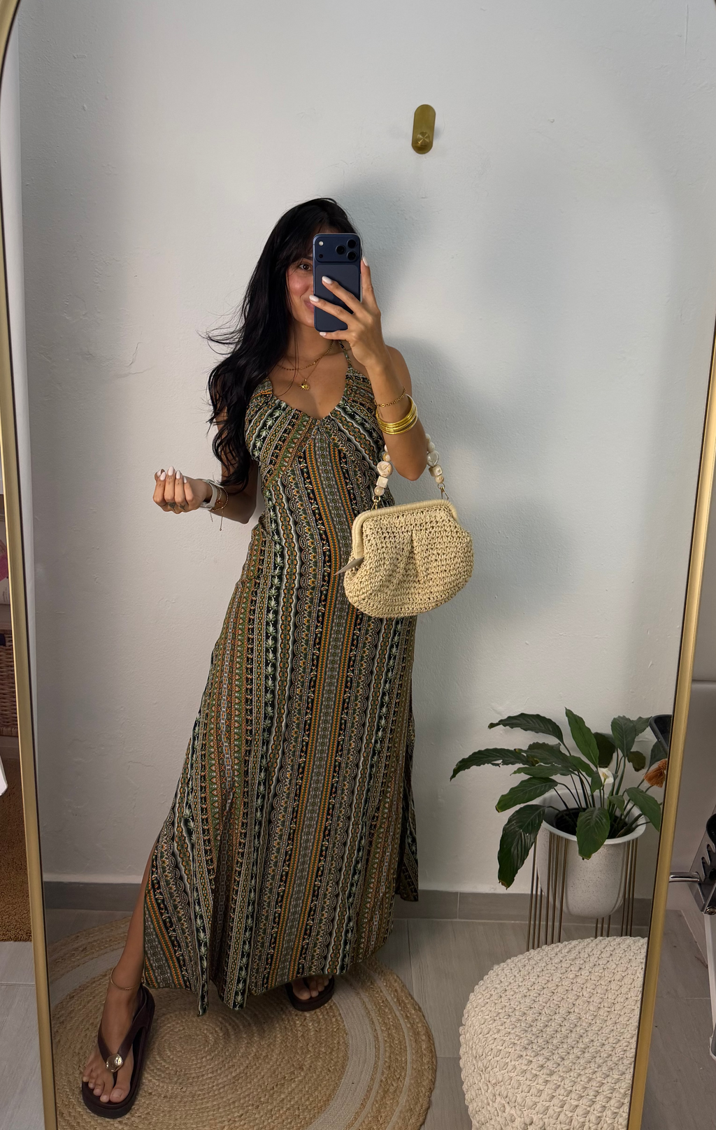 Boho Maxi Dress Army Green