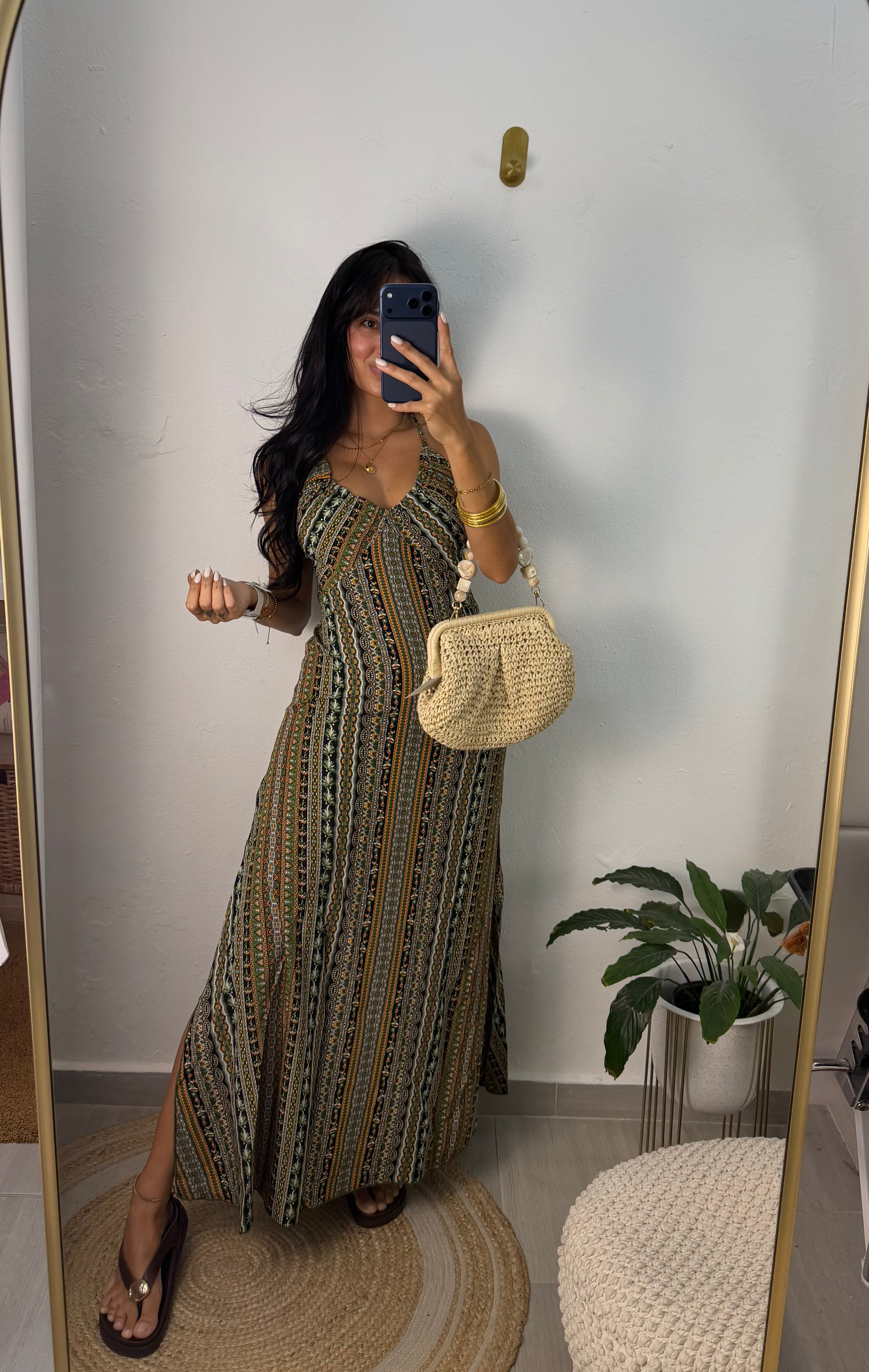 Boho Maxi Dress Army Green