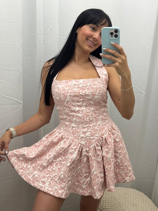 Halter Mini Dress Pink
