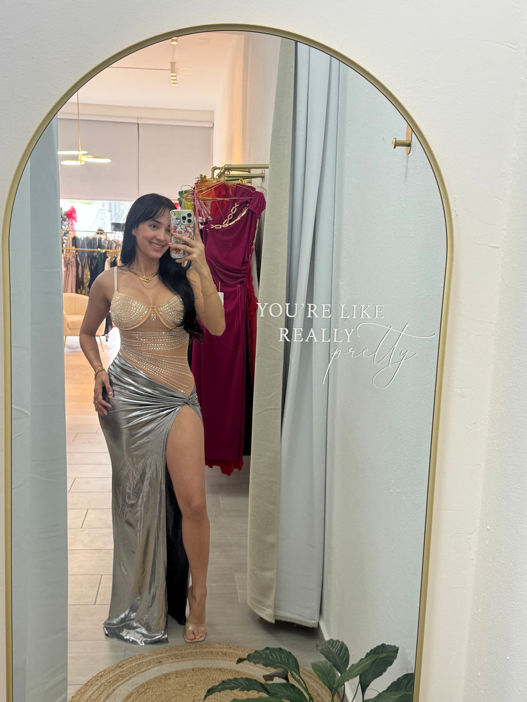 Silver Metallic Maxi Dress