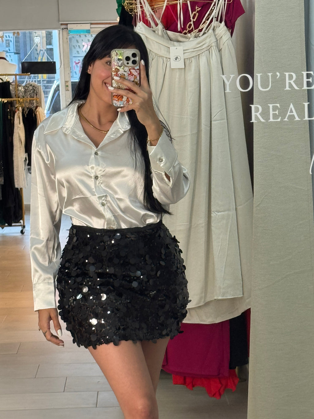 Sequin Black Mini Skirts