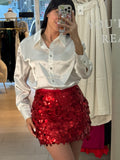 Sequin Red Mini Skirts