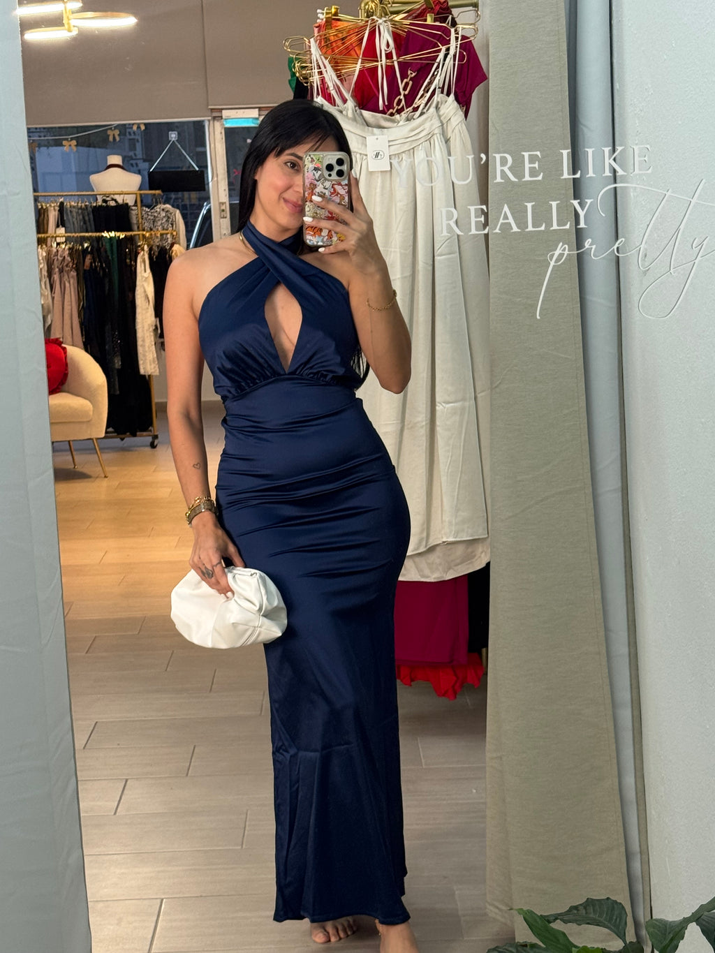 Elegant Backless Blue Dress
