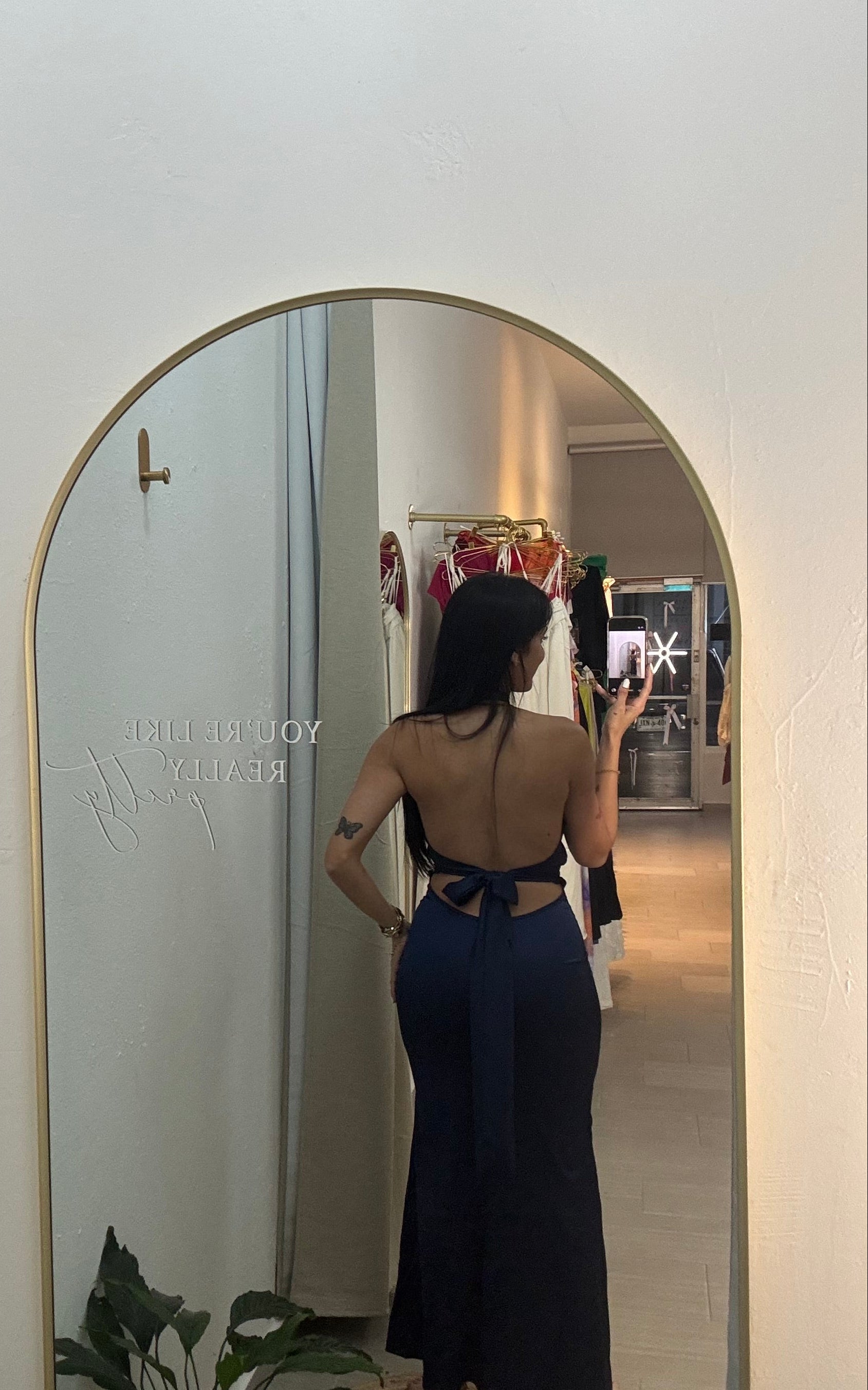 Elegant Backless Blue Dress
