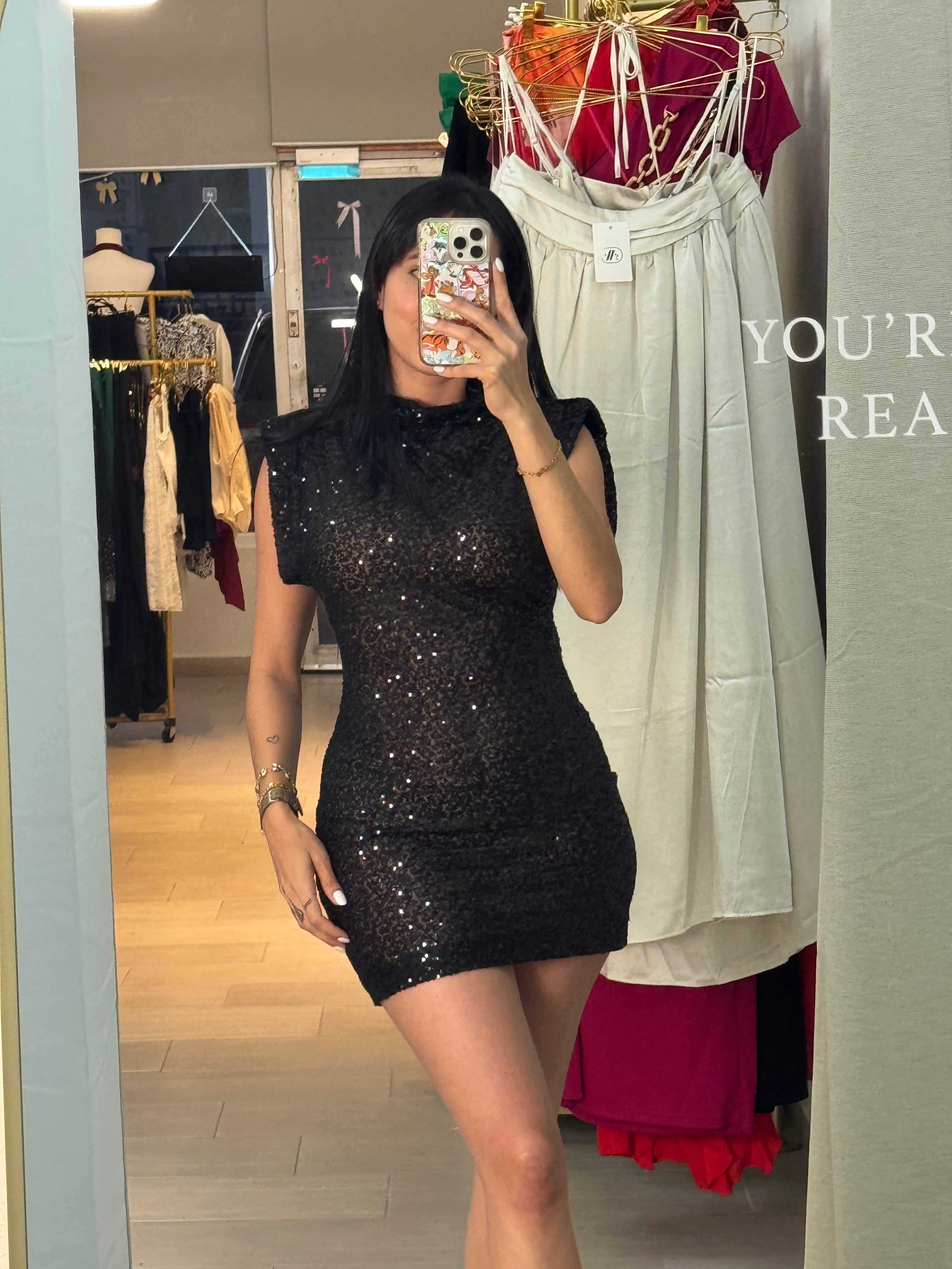 Elegant Sequin Transparent Black Dress
