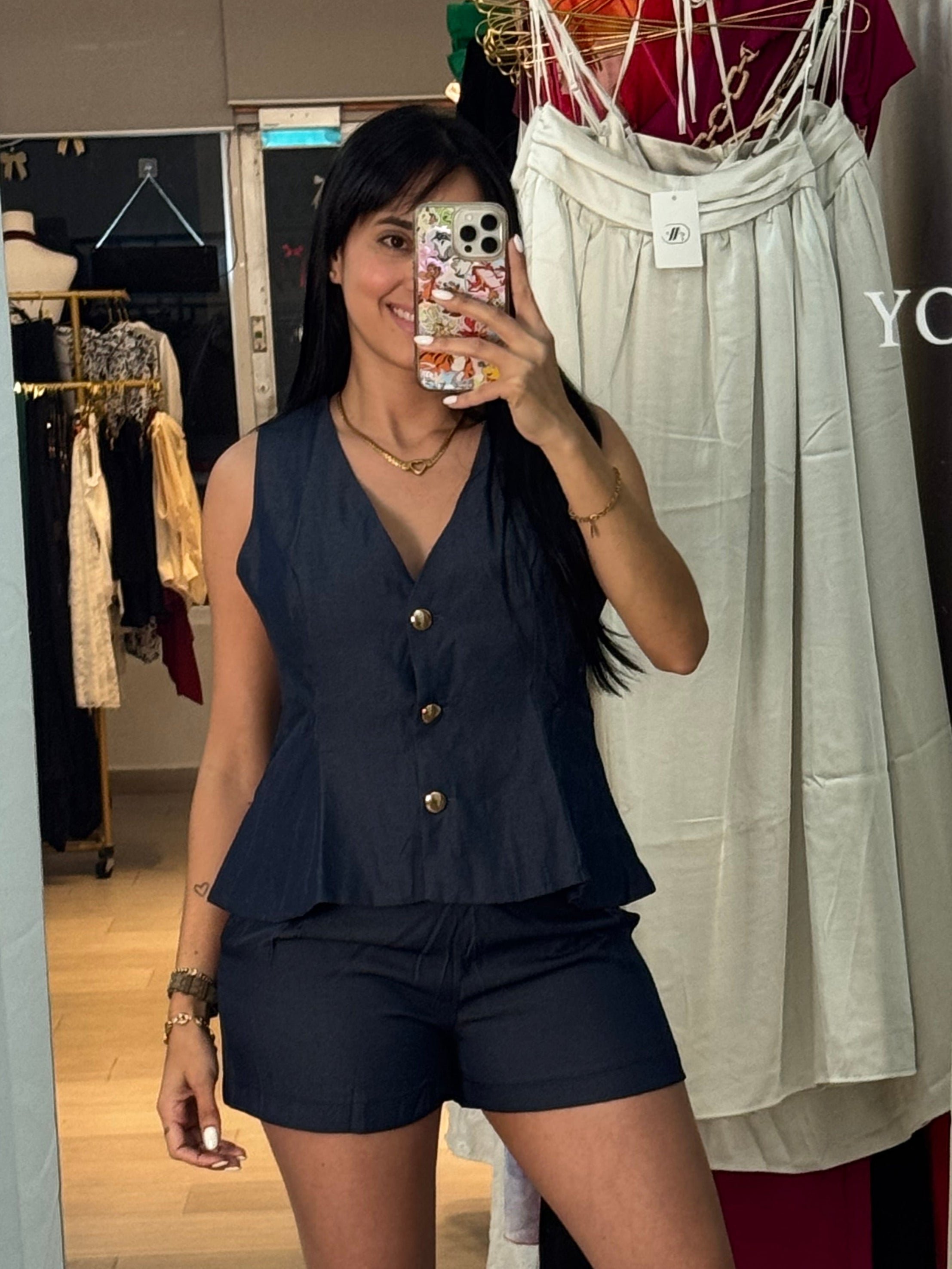 Denim Gold Details Vest